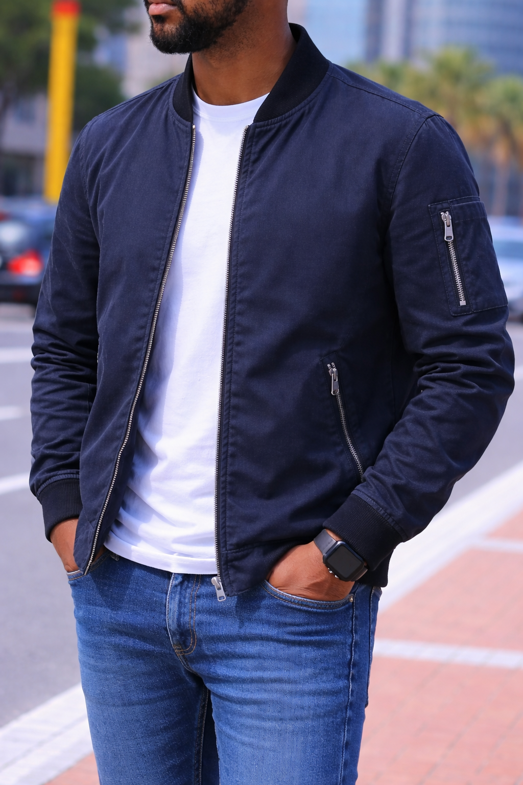 Jaqueta Bomber Premium Azul Escuro