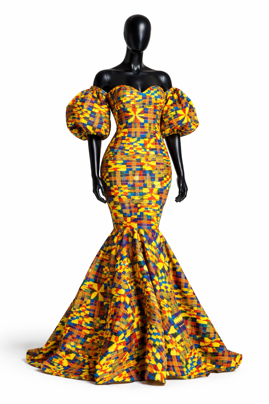 Vestido Kente Mermaid Royal – Ateliê Paradoxo