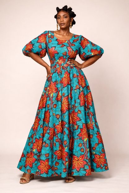 Vestido Floral Ankara Elegance – Ateliê Paradoxo