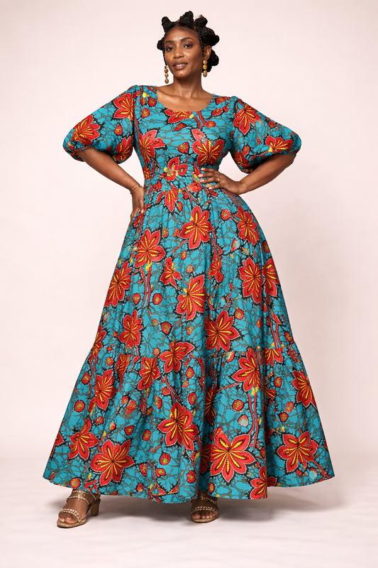 Vestido Floral Ankara Elegance – Ateliê Paradoxo