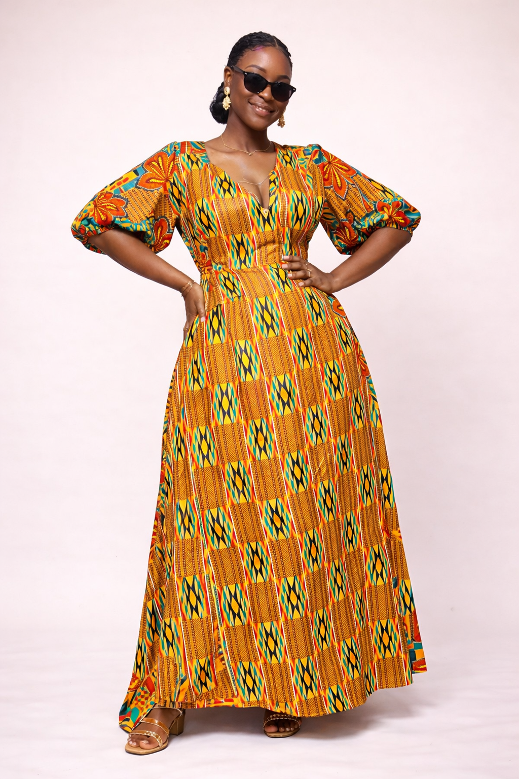 Vestido Kente Sol Dourado