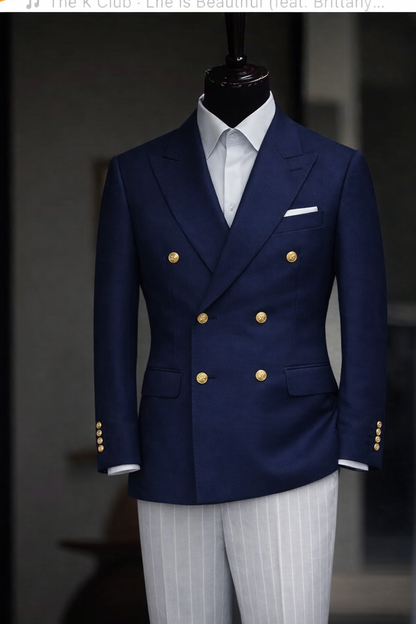 Blazer masculino azul elegante – conjunto social moderno