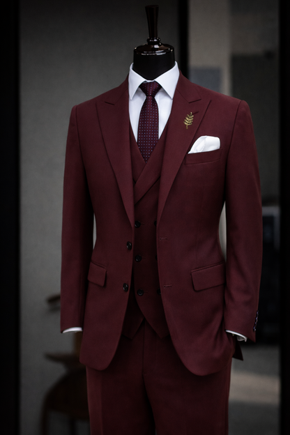 Fato masculino bordô elegante – estilo premium slim fit