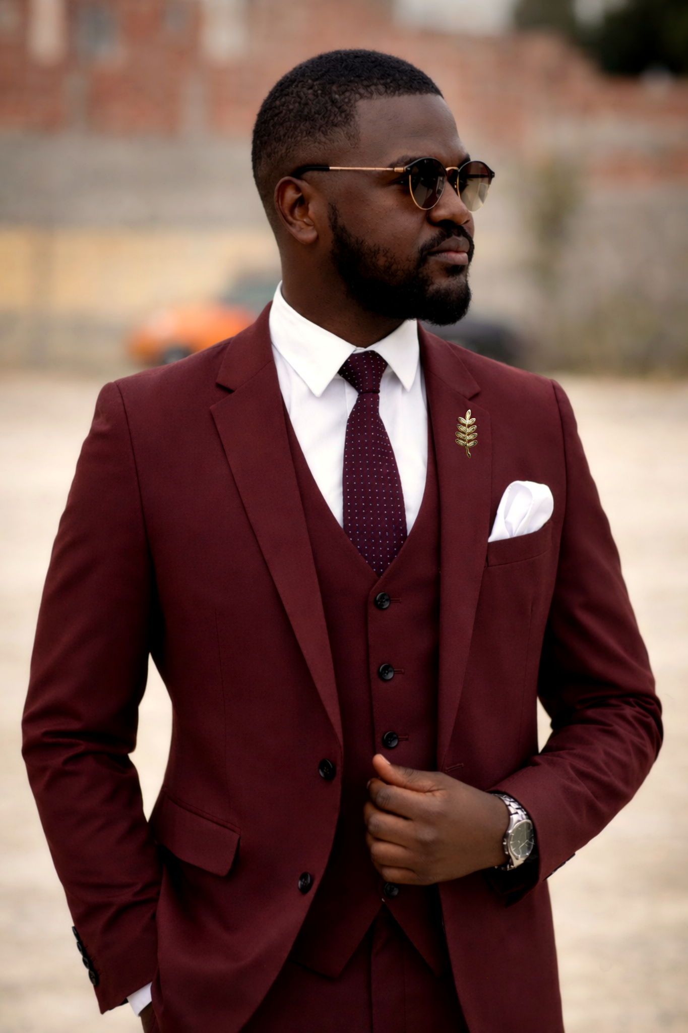 Fato masculino bordô elegante – estilo premium slim fit