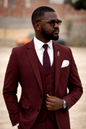 Fato masculino bordô elegante – estilo premium slim fit