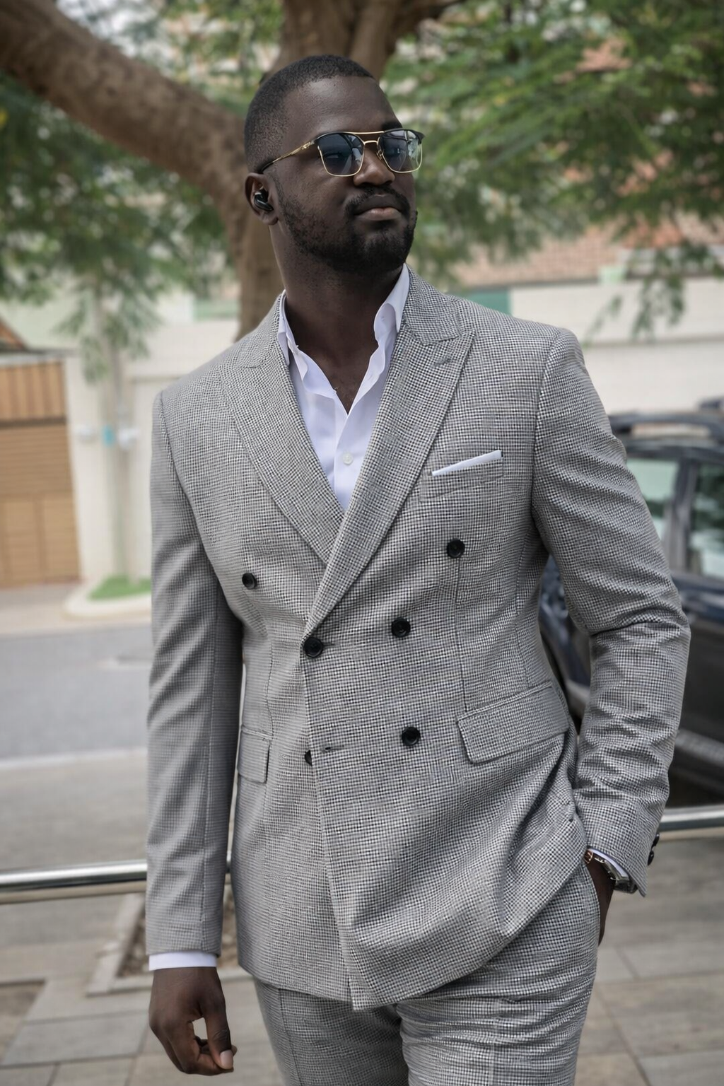 Fato masculino cinza elegante – moderno slim fit
